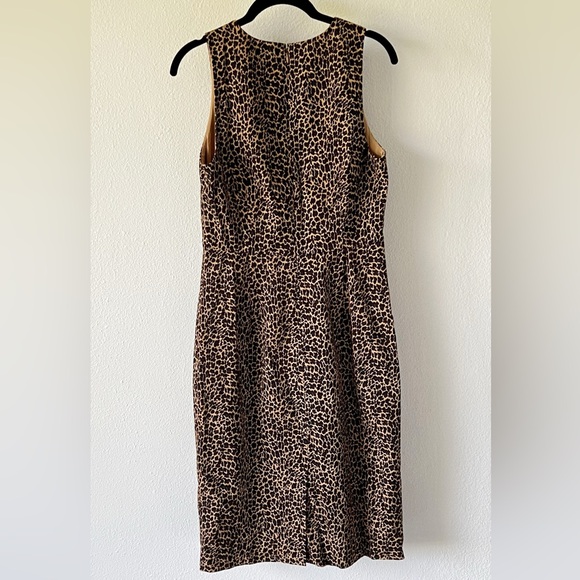 J.Crew Sleeveless Leopard Animal Print Cotton Sheath Dress Size 4 - Picture 7 of 14